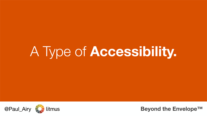 Type_of_Email's tweet photo. Think accessibility. Think email. ‘Accessibility in Email: Making it real’. https://t.co/LCHPFYJQ3r @gbla11yday #a11y #EmailForAll #EmailGeeks https://t.co/uNdt7qjZq9