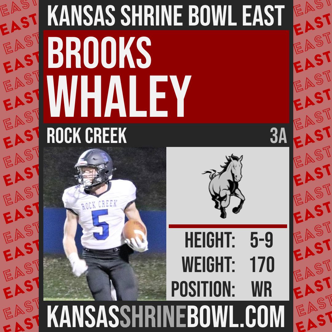 Congrats <a href="/KSShrineBowl/">Kansas Shrine Bowl</a> #EastSquad All-Star Brooks Whaley from <a href="/RockCreekHS/">Rock Creek</a>! Player features are presented by <a href="/DriveSafeKansas/">Drive Safe Kansas - KDOT</a>, learn more at KTSRO.org/Focus-areas! See more player profiles <a href="/VypeKS/">VYPE Kansas</a> or VypeKS.com