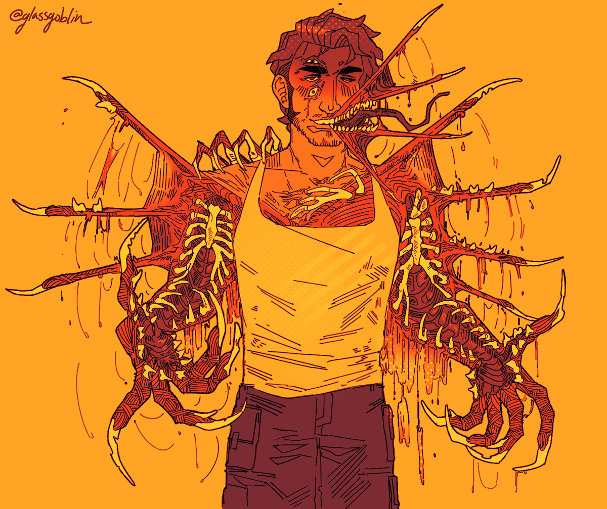 body horror | gore !
||
||
commission for @goneFEViral of their oc reggie- had an absolute blast with this one