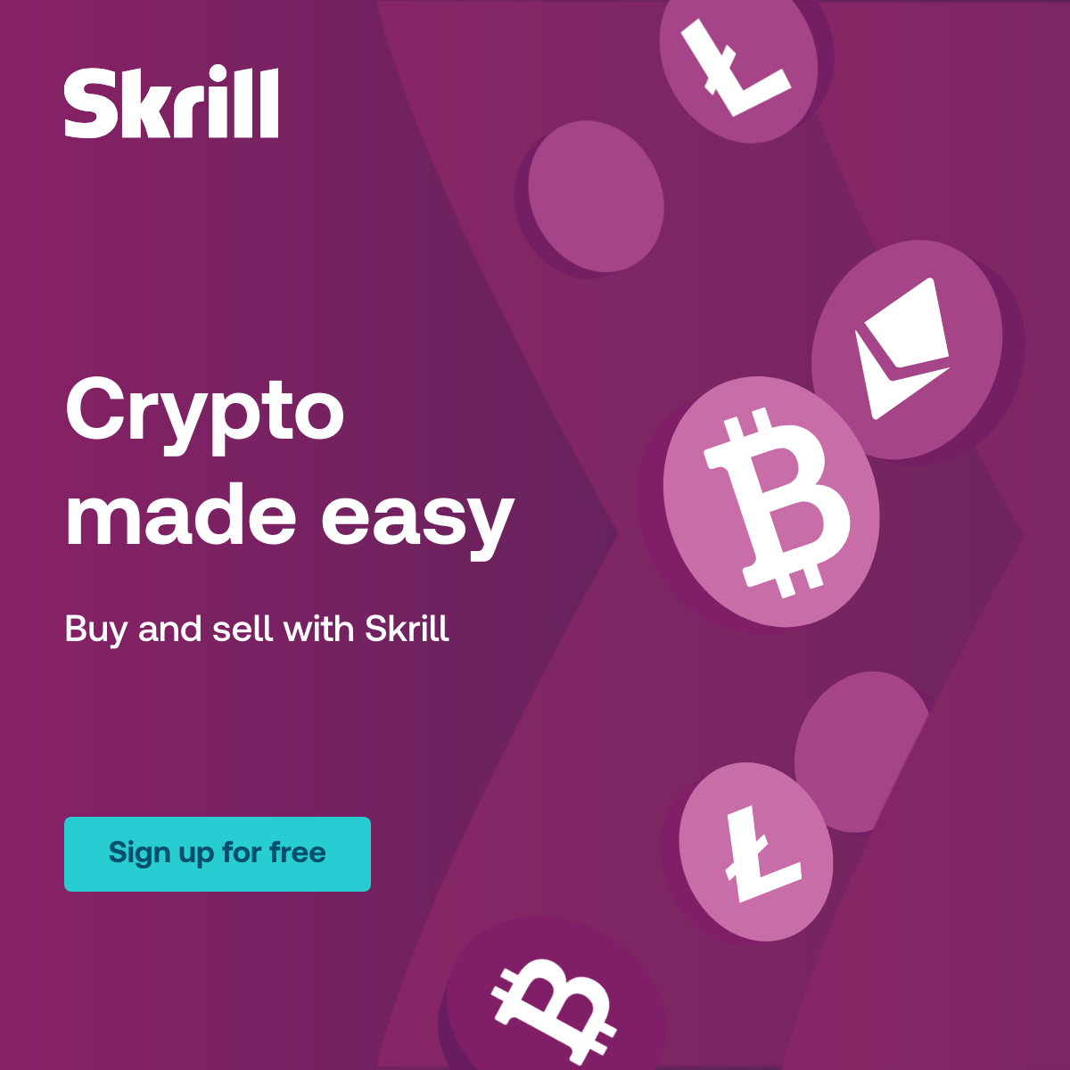 skrill's tweet photo. Buy and sell crypto with one click. 

Skrill makes it instant and easy from wherever you are.