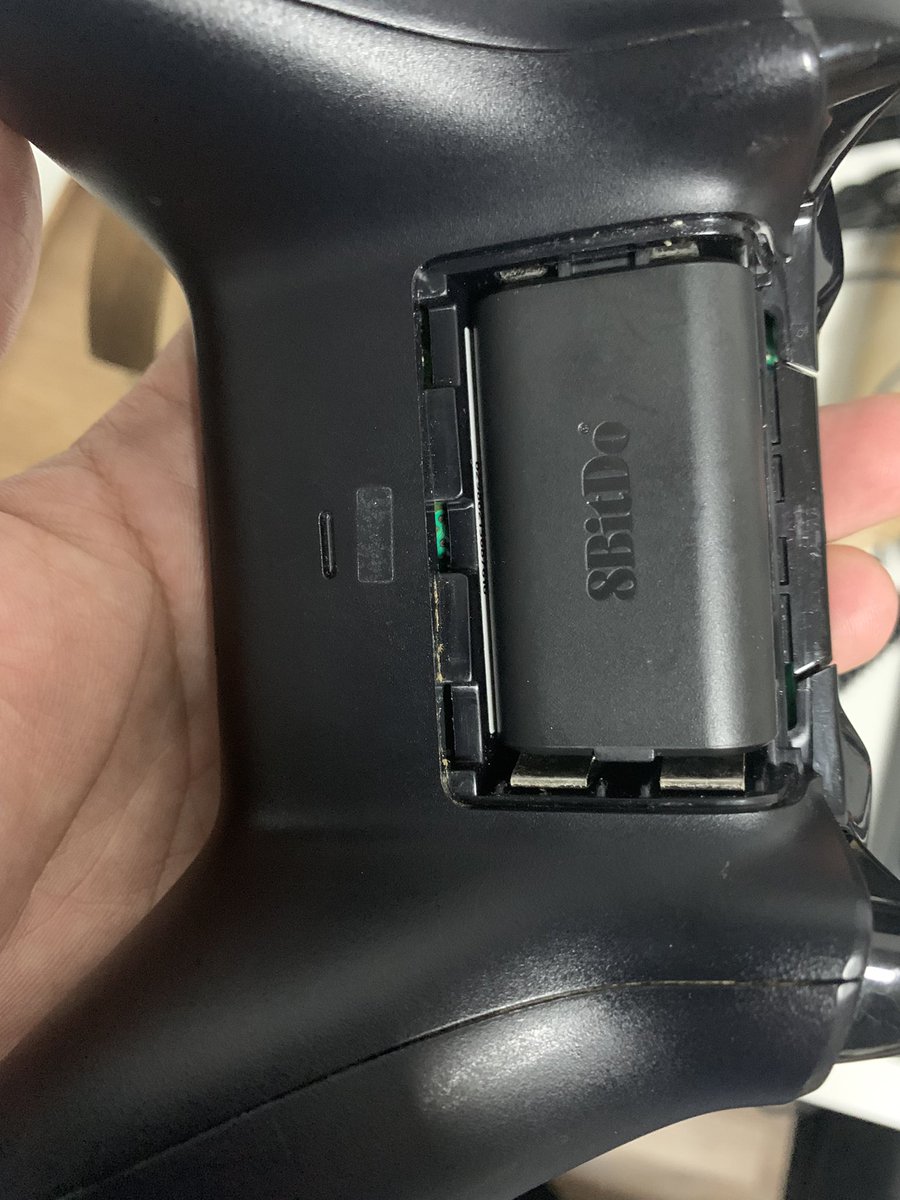 The rechargeable battery comes with  my #8bitdo SN30 Pro+ can also be used with my Xbox One controller. Saved me some money.