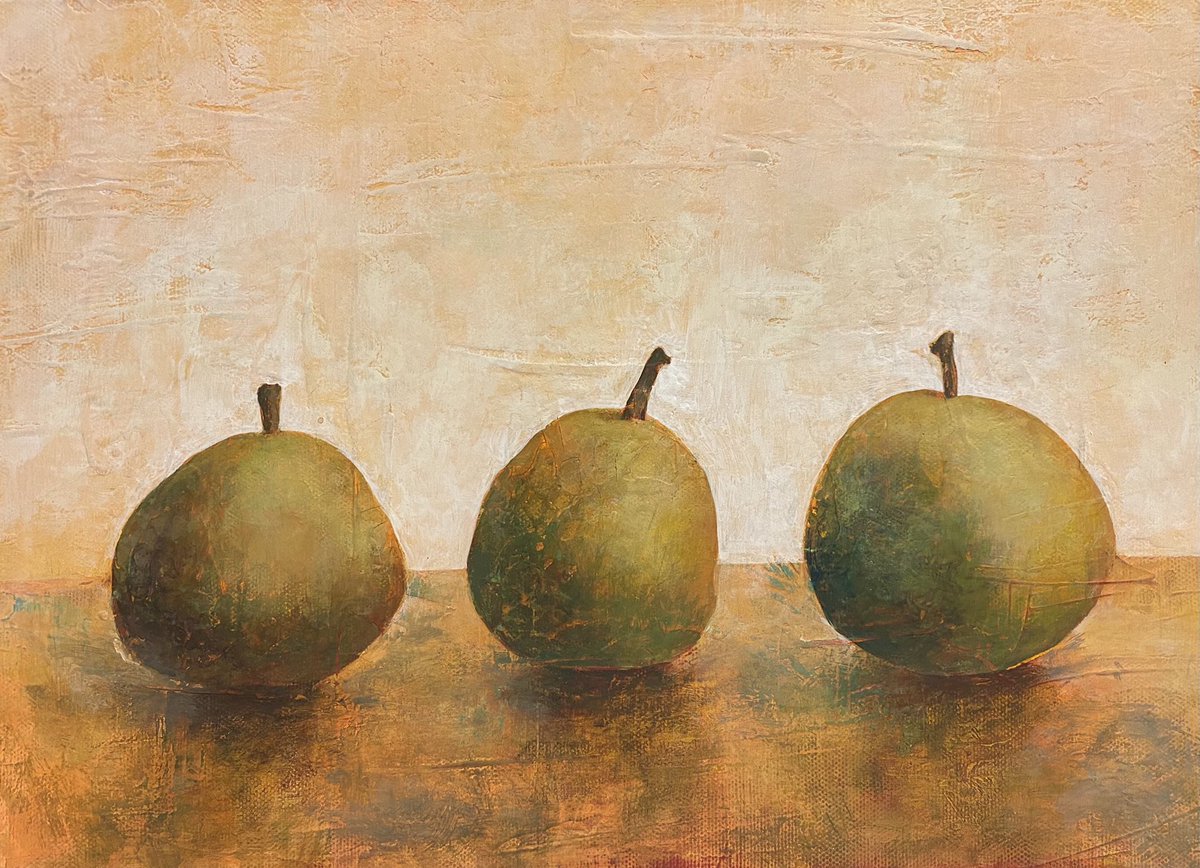 モトジママサユキ よ う な し 油彩 F4号キャンバス 絵描きさんと繋がたい イラスト好きな人と繋がりたい 油絵 油彩 イラスト アナログ絵 洋梨