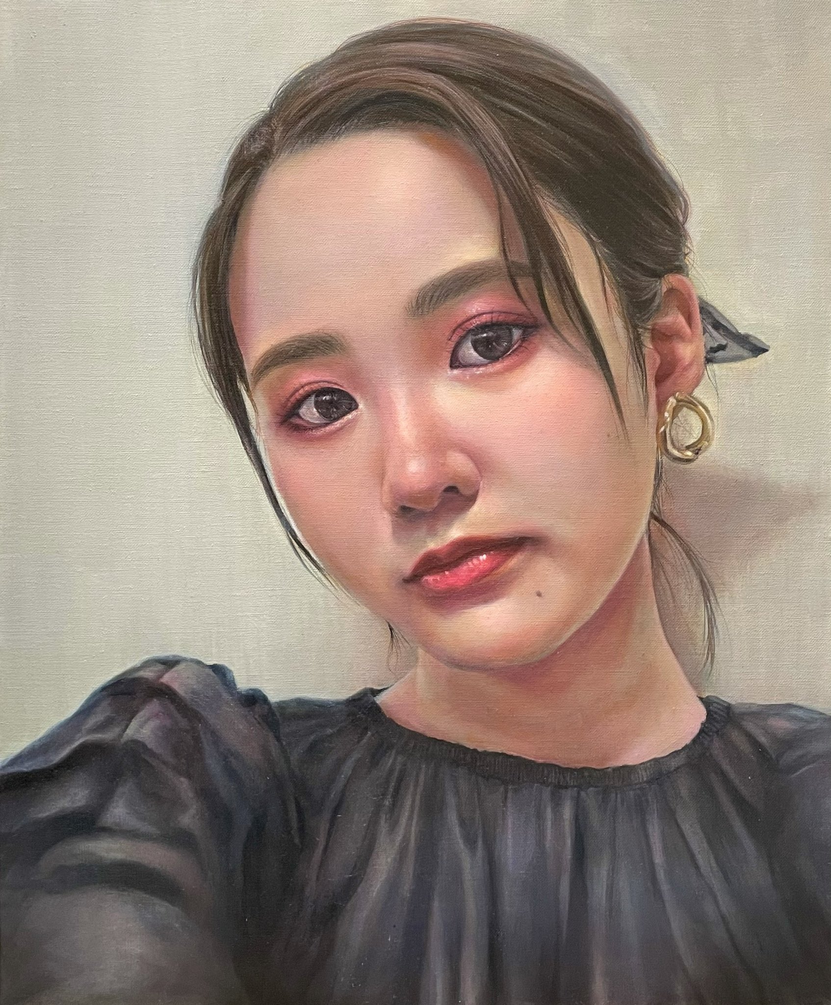 自画像  油絵 風韻」F4 油彩 #油絵 #川畑太 #人物画 #横顔 #oilcolor