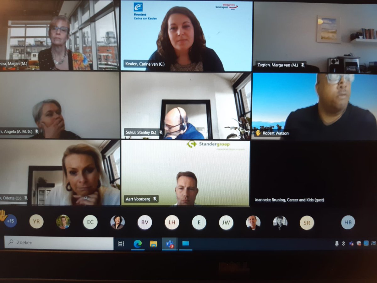 Vandaag is de eerste van onze online re-integratiemarkt van #Flevoland, waarbij re-integratiebureaus zich voor stellen aan het UWV, om te kijken hoe zij mensen helpen terug te keren in de werkende wereld. 

De deelnemers waren Concerned Standergroep en Career &amp; Kids B.V