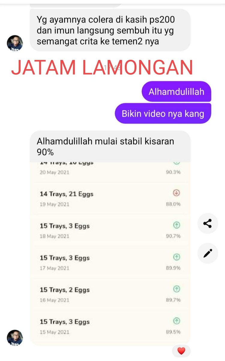 Syawaludin3687's tweet photo. Alhamdulillah,, ayam yg tadinya sakit kena ngorok yg katanya susah dan alamat mati, di kasih mimik jamu sembuh, dan produktivitas telurnya sdh 90% lg setelah drop gak bertelur
Yakin gak mau Mandiri?
Yakin masih ragu?
#PS200 #AyamTelur #JATAM_Lamongan https://t.co/qwPd1pLN9W