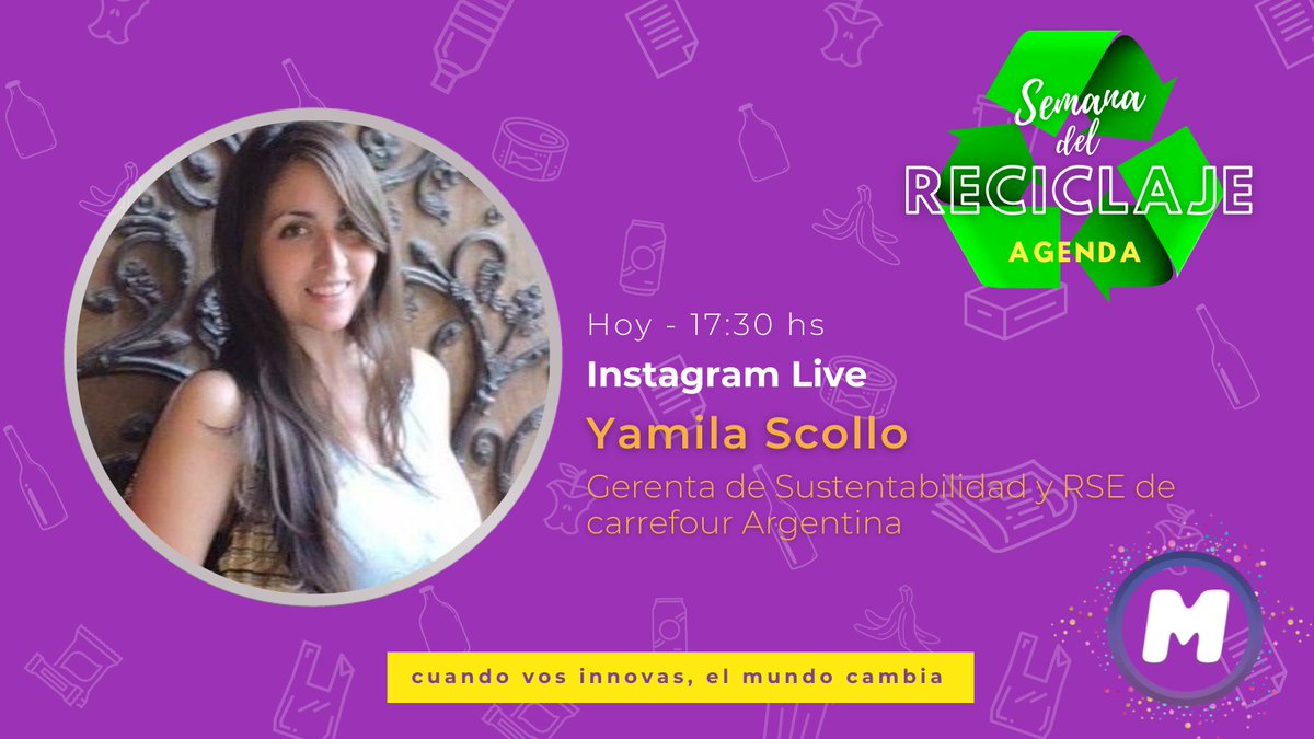 #hoy a partir de la 17:30 Yamila Scollo, Gerenta de Sustentabilidad y RSE de <a href="/carrefourarg/">Carrefour Argentina</a> nos cuenta de que manera los #grandesgeneradores son parte de la cadena de valor del reclaje. Te esperamos  instagram.com/mentestransfor… #innovacionsocial #semanadelreciclaje