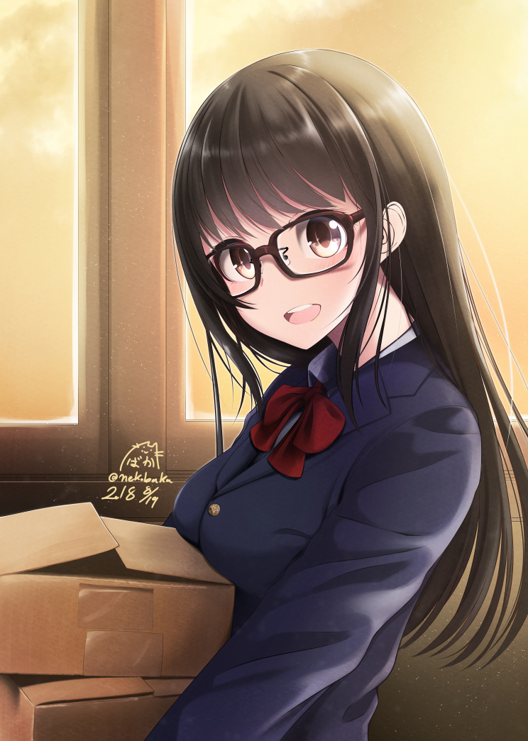 「眼鏡～
#画像を4枚晒したらrtがきてフォロワーがぶわーって増えると聞いて 」|ネコばかのイラスト