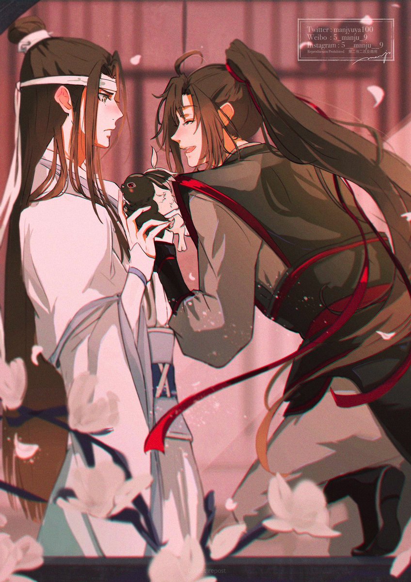 long hair multiple boys 2boys chinese clothes ponytail white headband male focus  illustration images