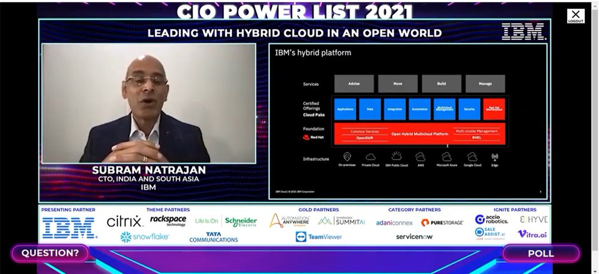 CIO Dialogues (@ciodialogues) on Twitter photo Keynote address by Subram Natrajan, CTO, India and South Asia, IBM
<a href="/ibm_in/">IBM India</a> <a href="/Yadush/">Yadush Bose</a>
<a href="/TinuThomas02/">Tinu Thomas</a> <a href="/vijaysanthi/">Vijaysanthi (Santhi)</a>
<a href="/subramnatarajan/">Subram Natarajan</a>
<a href="/MathurAnoop/">Anoop Mathur</a> <a href="/sudhirk1234/">sudhir kamath</a>
#cpl2021 #presentingpartner Keynote address by Subram Natrajan, CTO, India and South Asia, IBM
<a href="/ibm_in/">IBM India</a> <a href="/Yadush/">Yadush Bose</a>
<a href="/TinuThomas02/">Tinu Thomas</a> <a href="/vijaysanthi/">Vijaysanthi (Santhi)</a>
<a href="/subramnatarajan/">Subram Natarajan</a>
<a href="/MathurAnoop/">Anoop Mathur</a> <a href="/sudhirk1234/">sudhir kamath</a>
#cpl2021 #presentingpartner