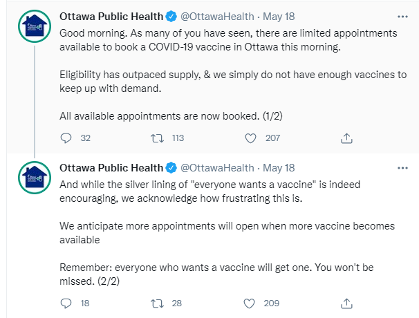 Vaccine Hunters Ottawa tweet media