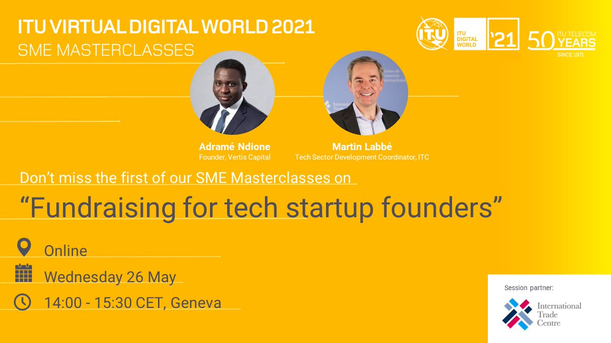 martinrlabbe's tweet photo. #Fundraising tends 2 be one of the top challenges 4 tech startups. @ITU &amp; @ITCnews are joining forces 2 bring an #SMEmasterclass on 26 May (2.00-3.30 pm CET) 2 answer questions founders have on grants, business angels &amp; VC! Register here: https://t.co/EVAutKjroX #FastTrackTech https://t.co/lMMN1vmt1F