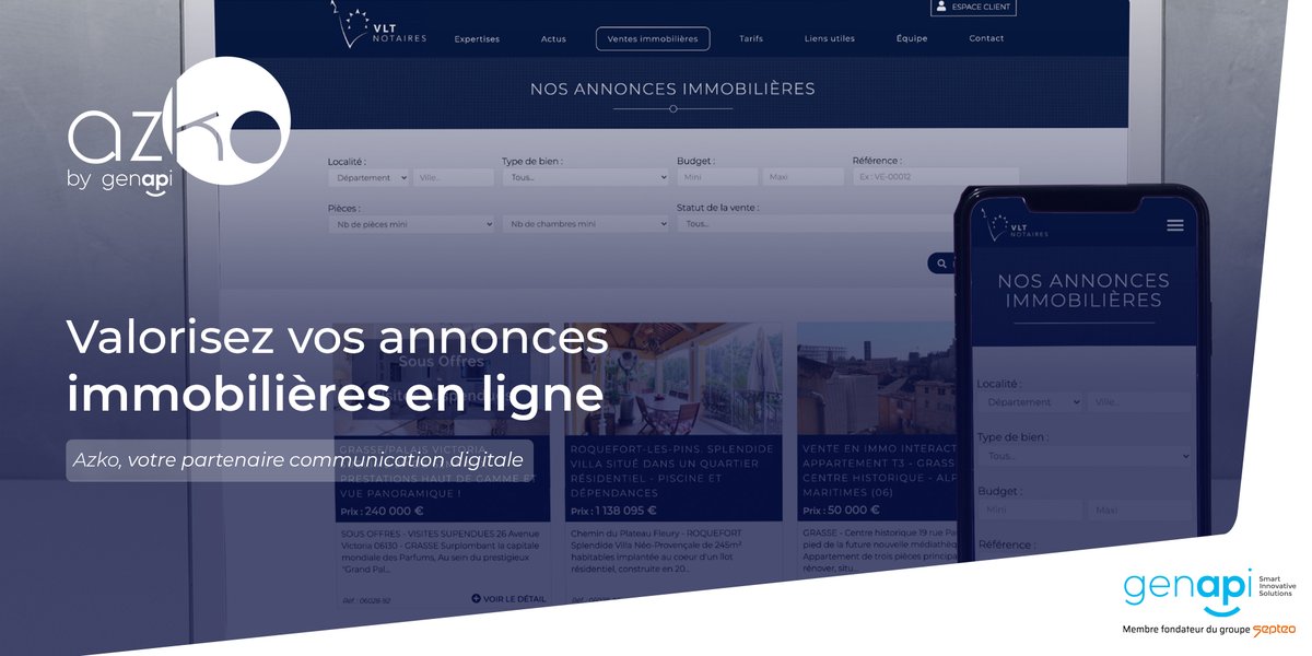 [#Annonces #Immobilières]

💻 Gagnez en visibilité grâce au module d'annonces immobilières d’@AgenceAZKO

🧩 Compatible avec les logiciels de #Négociation immobilière du marché

🚀 Renseignez-vous dès maintenant !
bit.ly/3dL3iEg

#Notaires #LegalTech #Immobilier #Negoweb