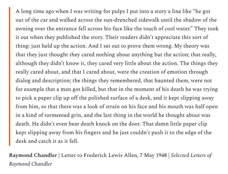 LettersOfNote's tweet photo. In today's newsletter it's nothing but Raymond Chandler, including gems like this. More here: https://t.co/b2Rs2xV1ko https://t.co/HmYOz2Bv49