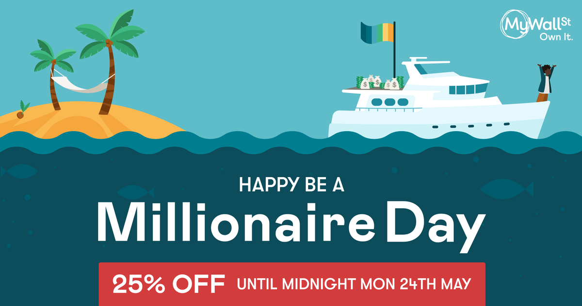 MyWallStHQ's tweet photo. Instead of dreaming about sipping cocktails on a yacht or lavishing your family with gifts, why not buy something now that can actually MAKE you a millionaire?

Get 12 months of the best stock picks, exclusive podcasts, and daily analysis for just $59.99! https://t.co/S0gf3PSuN0 https://t.co/AgElNqwB98