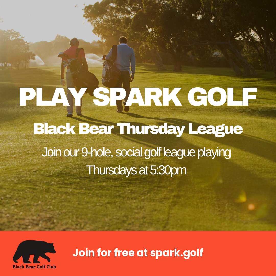 blackbeargolf1's tweet image. Play Spark Golf! A fun, 9-hole golf league that plays every Thursday at 5:30pm ⛳️Join for free now at spark.golf ⛳️#sparkleague #blackbeargolfclub #eustisgolf #floridagolf #golfleague