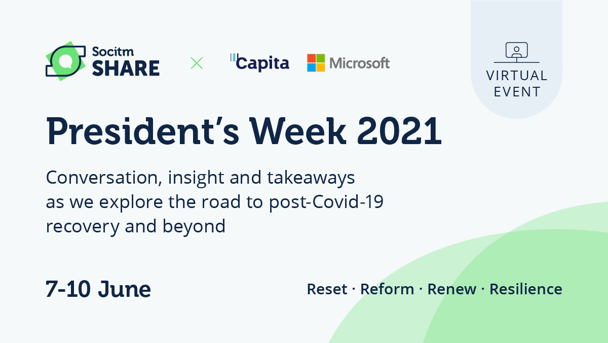 To dive into the detail of #ResetReformRenewResilient take part in some or all sessions during President's Week next month socitm.net/events/preside… #PresWeek21