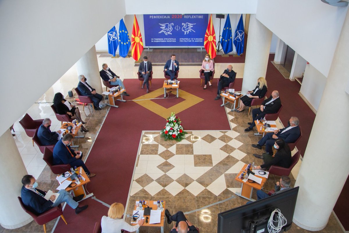 Bujar_O's tweet photo. Inaugural meeting of the Strategic Council on Foreign Policy one of the pillars of #Reflection2030.Main goal of the initiative is to create a comprehensive strategy of π²π° foreign policy that will offer an amalgam of diverse aspects based on inclusiveness and active participation. https://t.co/In0GtAWptX