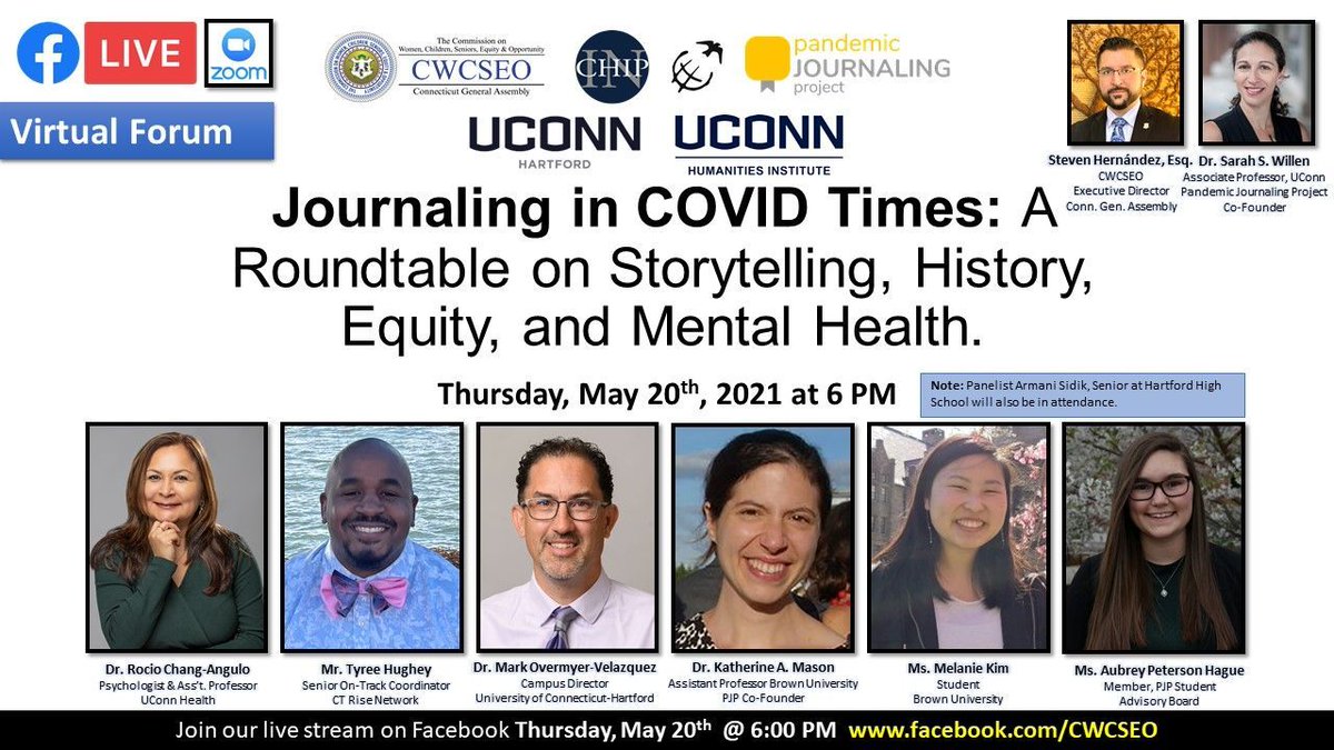Reminder! Today (5/20) at 6:00pm CWCSEO will co-host a virtual roundtable with @PandemicJourna via Facebook Live. You won't want to miss this amazing line-up! facebook.com/CWCSEO/