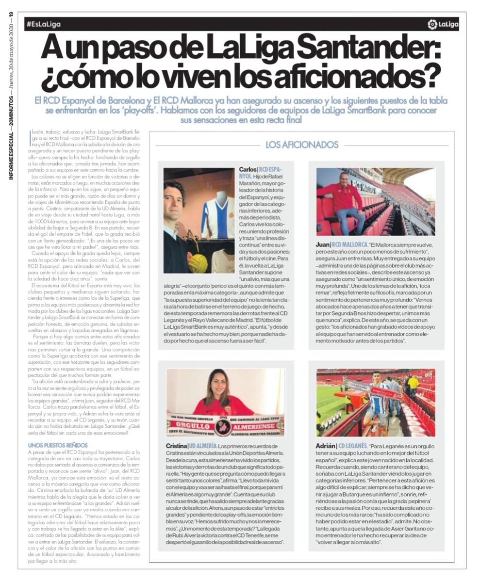 JuanCatany's tweet photo. Comparto con tod@s vosotr@s mi entrevista para @LaLiga en la edición de hoy de @20m.
@RCD_Mallorca @LuisGarciaPlaza y @AlbertSalas1981 espero haberos dejado a equipo y afición donde os merecéis, en lo más alto!!! 🔴⚫💪 #SomPinya🍍#JuntsSomMillors 🚣 https://t.co/9DZIl7bZp0