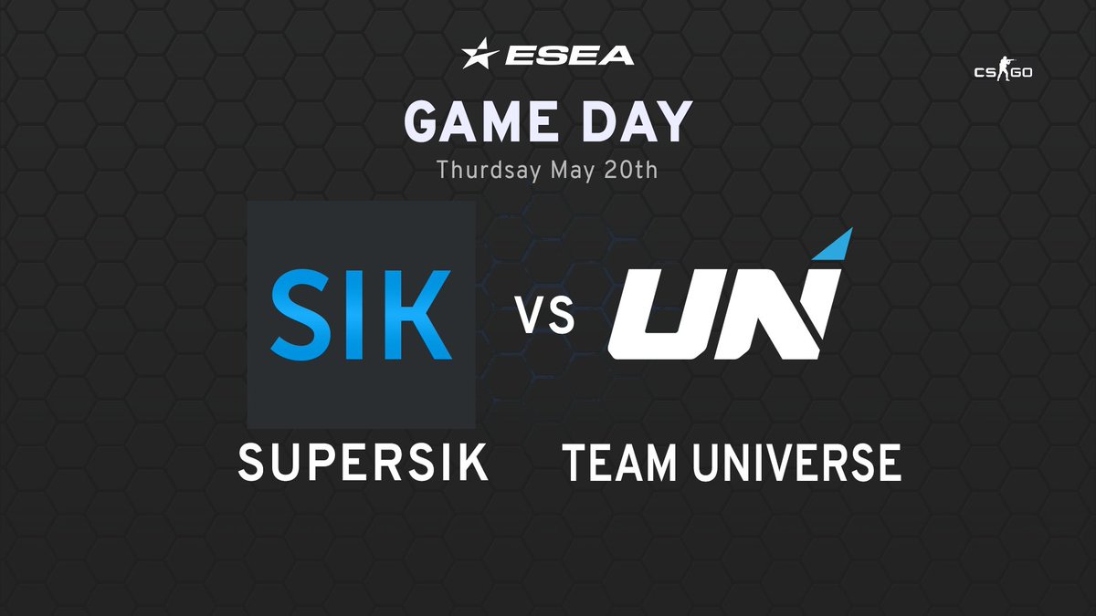 #ESEA intermediate continues! Today we face off against the so far undefeated <a href="/teamuniverse_eu/">Team Universe</a> on the sands of #de_dust2

🆚 <a href="/teamuniverse_eu/">Team Universe</a> 
⏰ 21:00 EEST
🗺️ de_dust2

Grab your gotv ip from: play.esea.net/match/16624193

#esportsfi #csgo #sik