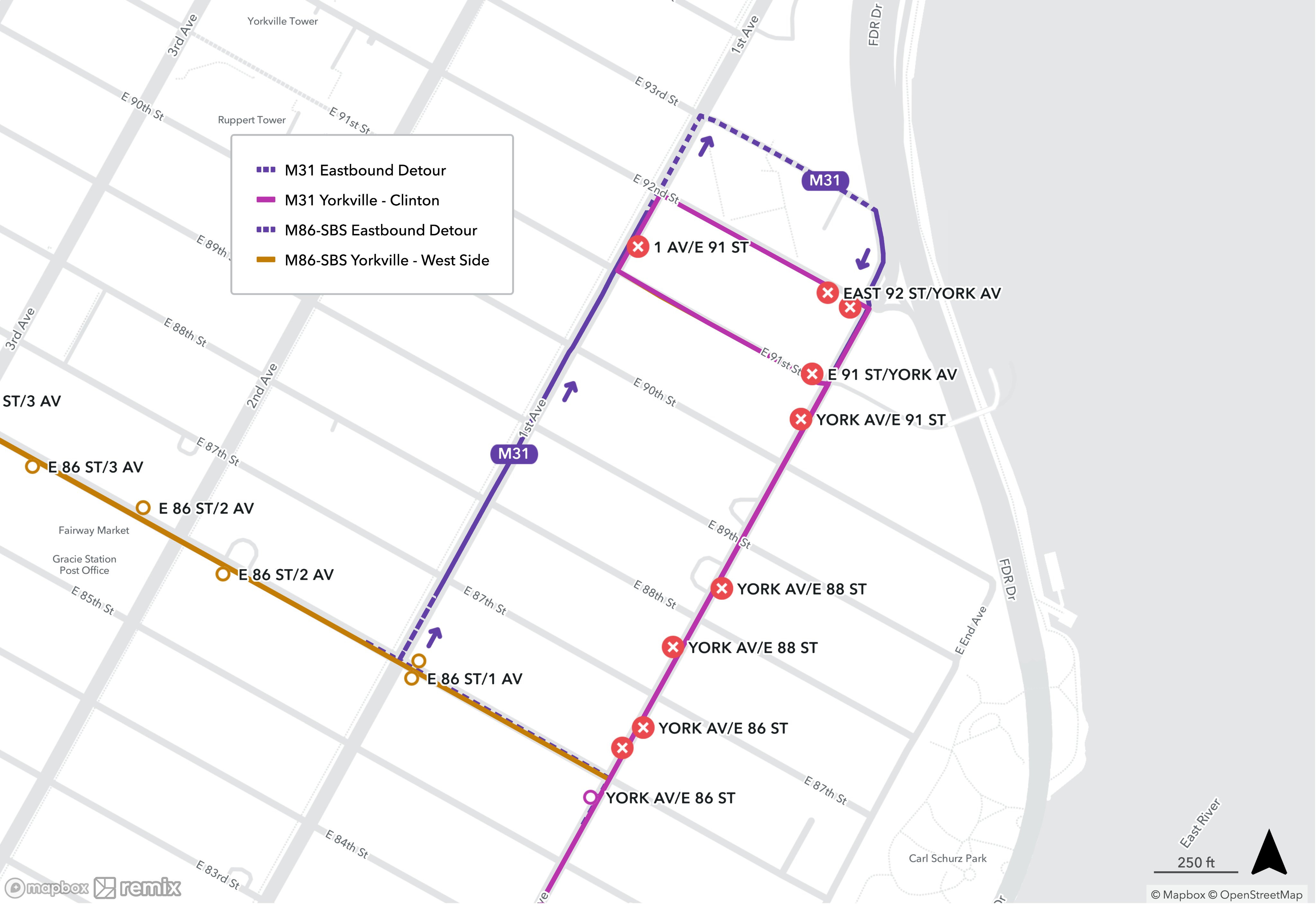 M31 Bus Route Map Nyct Bus. Wear A Mask. Auf Twitter: „Use This Map To See How M31 And  M86-Sbs Buses Will Travel While Detoured. Https://T.co/Hfaxyay8N3“ / Twitter