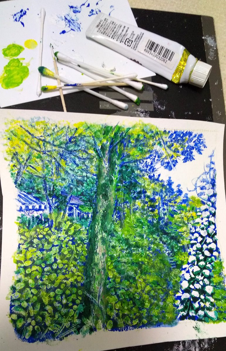 ギャラリーねこい 亀田イオンで10月日に水彩色鉛筆ぬりえ教室をします 本日のイラスト 森林の日 なので新潟 護摩堂山の紫陽花の季節の散策を っ W っ イラスト アナログイラスト 新潟 アクリル絵の具 紫陽花は綺麗でしたが 気軽なハイキング