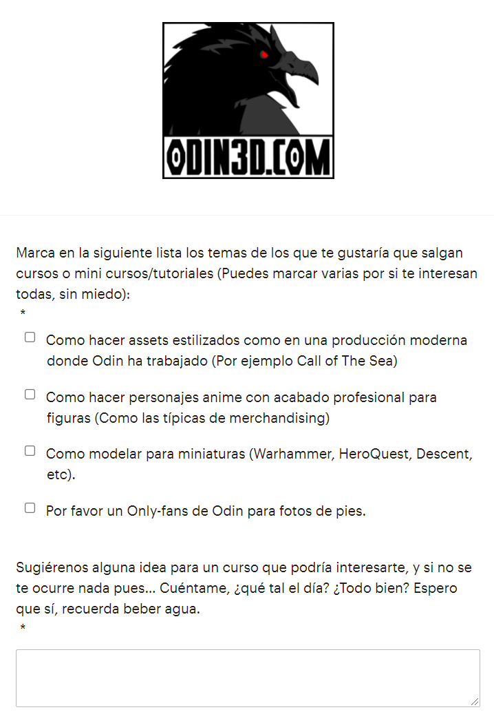 Odin_3D's tweet photo. 👌 Ayúdanos a mejorar el servicio con esta encuesta :D - https://t.co/nBkqAeCDhZ https://t.co/OFqoDwJ3ec