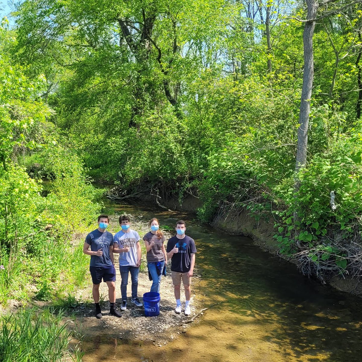 Releasing the rainbow trout.