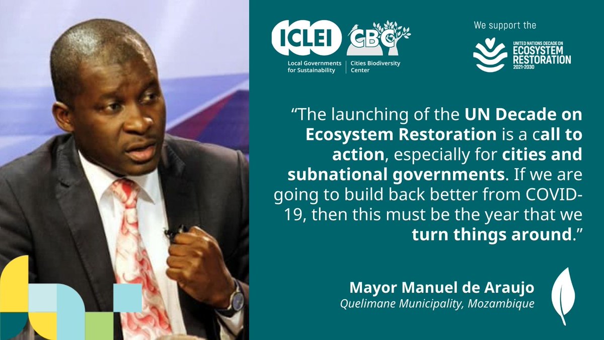 Ahead of the @UN Decade on #GenerationRestoration launch on #WorldEnvironmentDay, Mayor Manuel de Araujo reflects on the importance of cities in this Decade, & on the opportunity to #BuildBackBetter after the pandemic.
 
@alculete1970 & @ICLEIAfrica #ForNature #CitiesWithNature