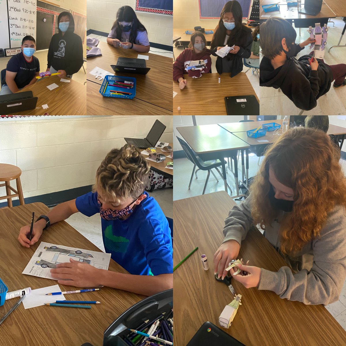 CCPSCMS's tweet photo. Mrs. Mifsud’s 7th-grade math classes working on proportions/scale models with paper cars! https://t.co/dlUK31wU6u