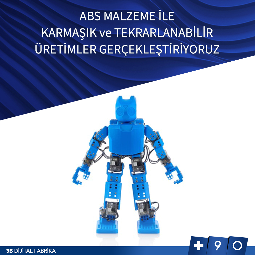 Geniş renk seçeneği sunan ABS malzeme ile, bu robot gibi ayrıntılı uygulamalar için karmaşık ve tekrarlanabilir üretimler gerçekleştiriyoruz. Üretmek istediğiniz karmaşık parçalarınız için teklif@arti90.com e-posta adresimiz üzerinden fiyat teklifi alabilirsiniz.

#abs #stratasys