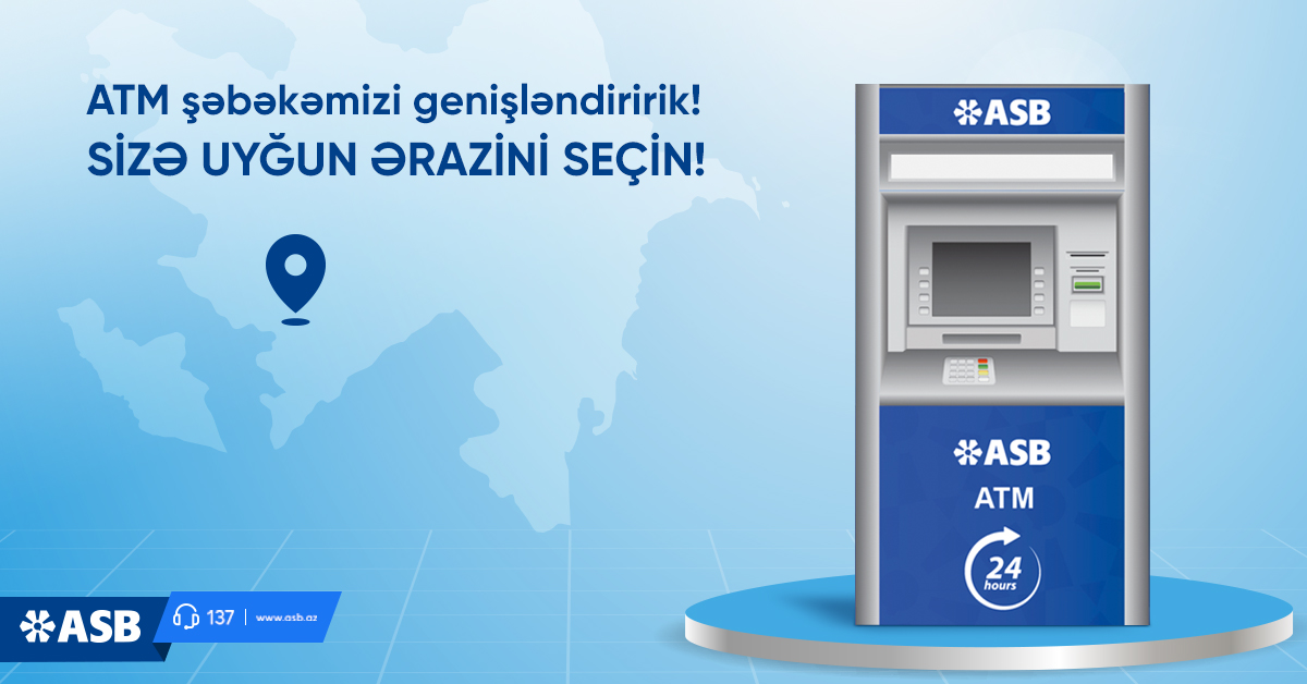 asbbankaz's tweet photo. Azərbaycan Sənaye Bankı olaraq, yaxın zaman ərzində ATM şəbəkəsini genişləndirməyi planlayırıq. Bu planı həyata keçirərkən, təbii ki, Siz dəyərli müştərilərimizin məmnuniyyətini əsas götürəcəyik.Siz hansı ərazilərdə ATM-lərimizin olmağını istəyərdiniz? https://t.co/CieIQVjGrU