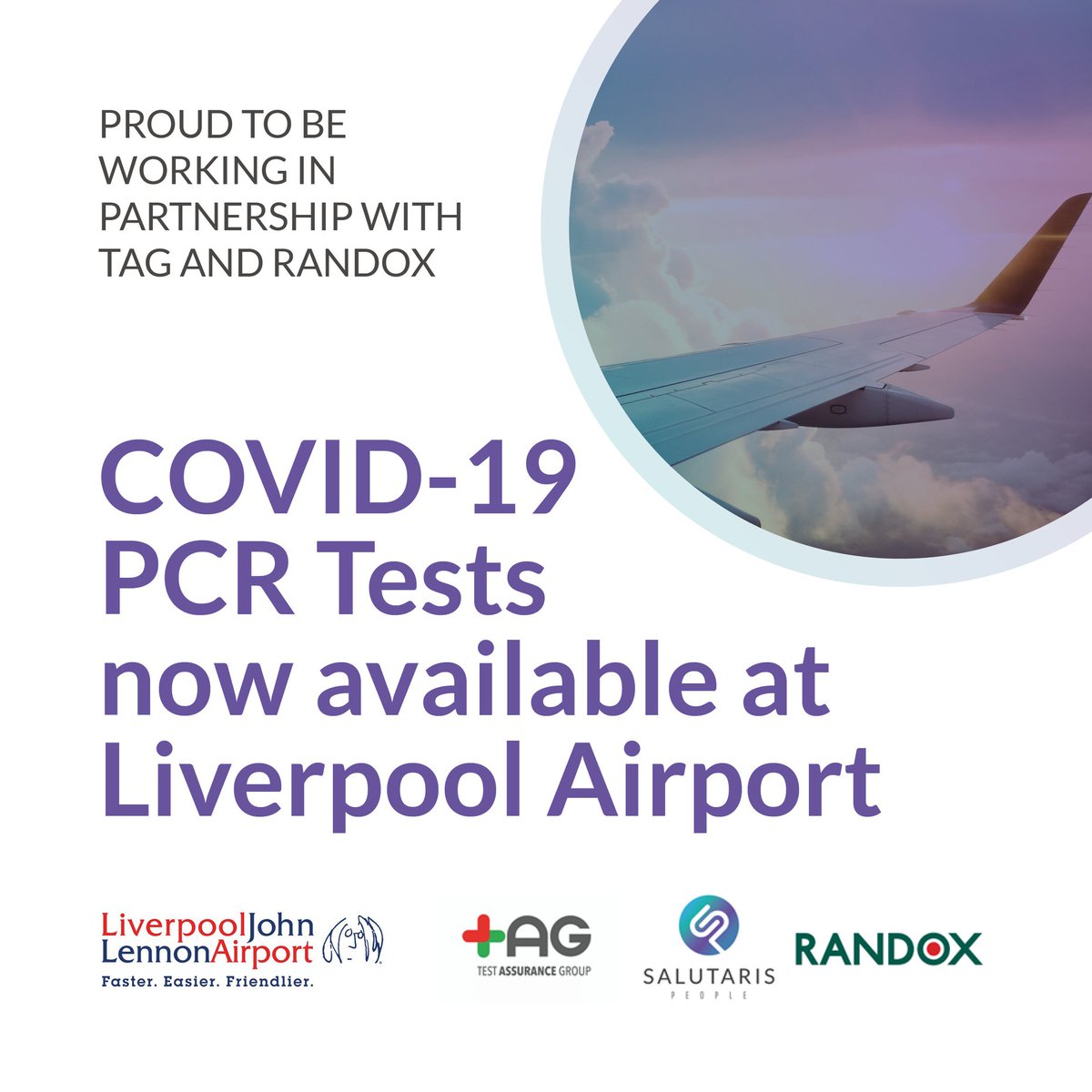 SalutarisPeople's tweet photo. #COVID19 Tests at @LPL_Airport 🛫
On-site testing suite at #LiverpoolAirport offering a range of options: 
🔹Express + Standard #FitToFly Test
🔹Standard #TestToRelease 
🔹Express + Standard #PCR #Test 
Book your test on the @TestAssurance website. 👇
https://t.co/XjlMRdaK9Q https://t.co/IIqgLMs8YL