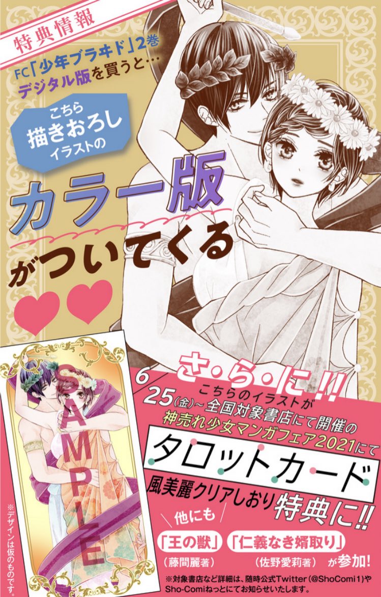 ট ইট র Sho Comi編集部 特典情報 少年ブラヰド 2巻デジタル版ではなんと 描き下ろしカラーイラスト が特典に さ ら に 6 25 金 紙版の発売と共に始まる書店フェアにて こちらのイラストが タロットカード風美麗クリアしおり 特典 ট ইট র Sho Comi編集部 特典情報 少年ブラヰド 2巻デジタル版ではなんと 描き下ろしカラーイラスト が特典に さ ら に 6 25 金 紙版の発売と共に始まる書店フェアにて こちらのイラストが タロットカード風美麗クリアしおり 特典