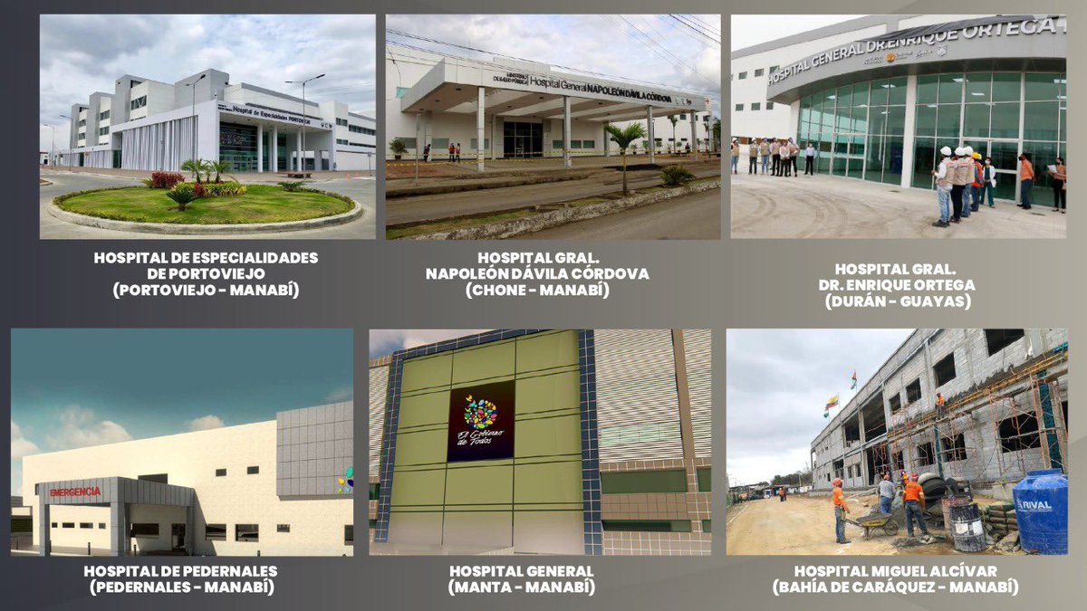 ¡Dejamos un 🇪🇨 con más y mejores hospitales!
Invertimos $749.1 M en 6 nuevos hospitales, 20 repotenciados, y 228 centros y subcentros.

Inauguramos Hospital de Chone con 120 camas y próximamente operarán los de Manta, Bahía, Durán, Portoviejo y Pedernales:
bit.ly/3u7pe1o