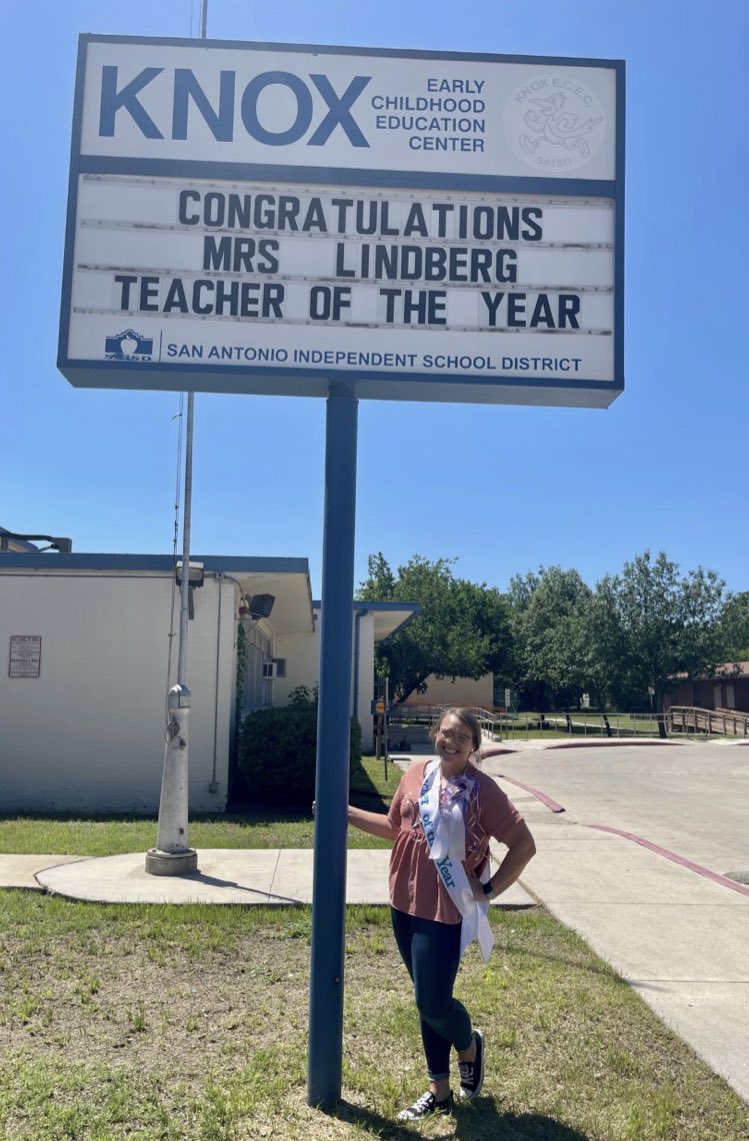 Congratulations to Mrs. Amanda Lindberg, PreK 4 teacher at Knox Early Childhood Education Center. The dedication for your students is truly inspiring! <a href="/SAISDKnox/">Knox ECEC, SAISD</a>