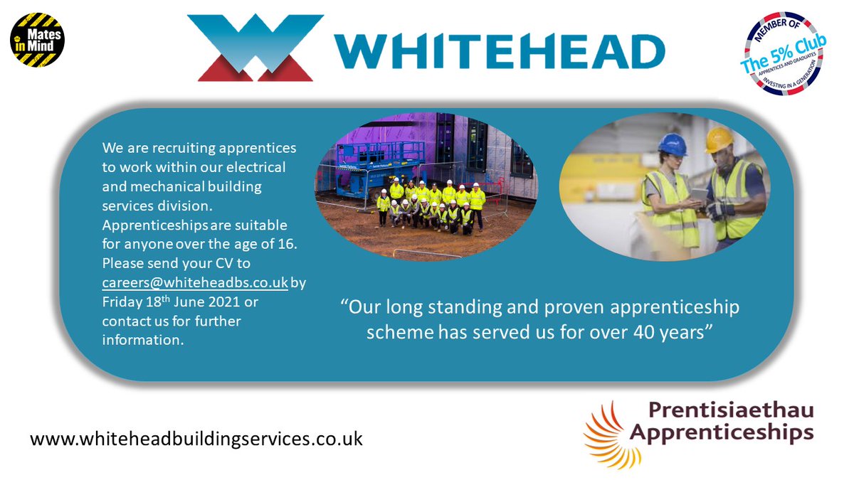 We are recruiting apprentices for our Newport, Bristol and Exeter offices. If you are over the age of 16 and  interested in a career in mechanical or electrical building services please get in touch. #careers #Construction #constructionindustry