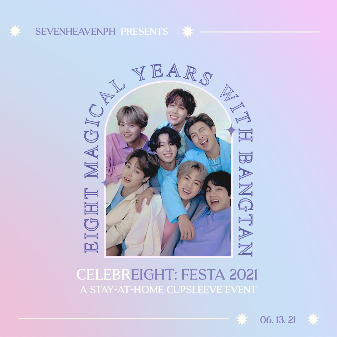 7HeavenPH's tweet image. We&apos;re counting down the days till FESTA season. Celebrate eight magical years of Bangtan with Seven Heaven this coming June! Let&apos;s make this year&apos;s FESTA magical and memorable for all of us PH ARMYs. 🌌 

#bts
#cseph #btscse #festa2021 #btsfesta #8yearsofBTS #CelebrEightBTS