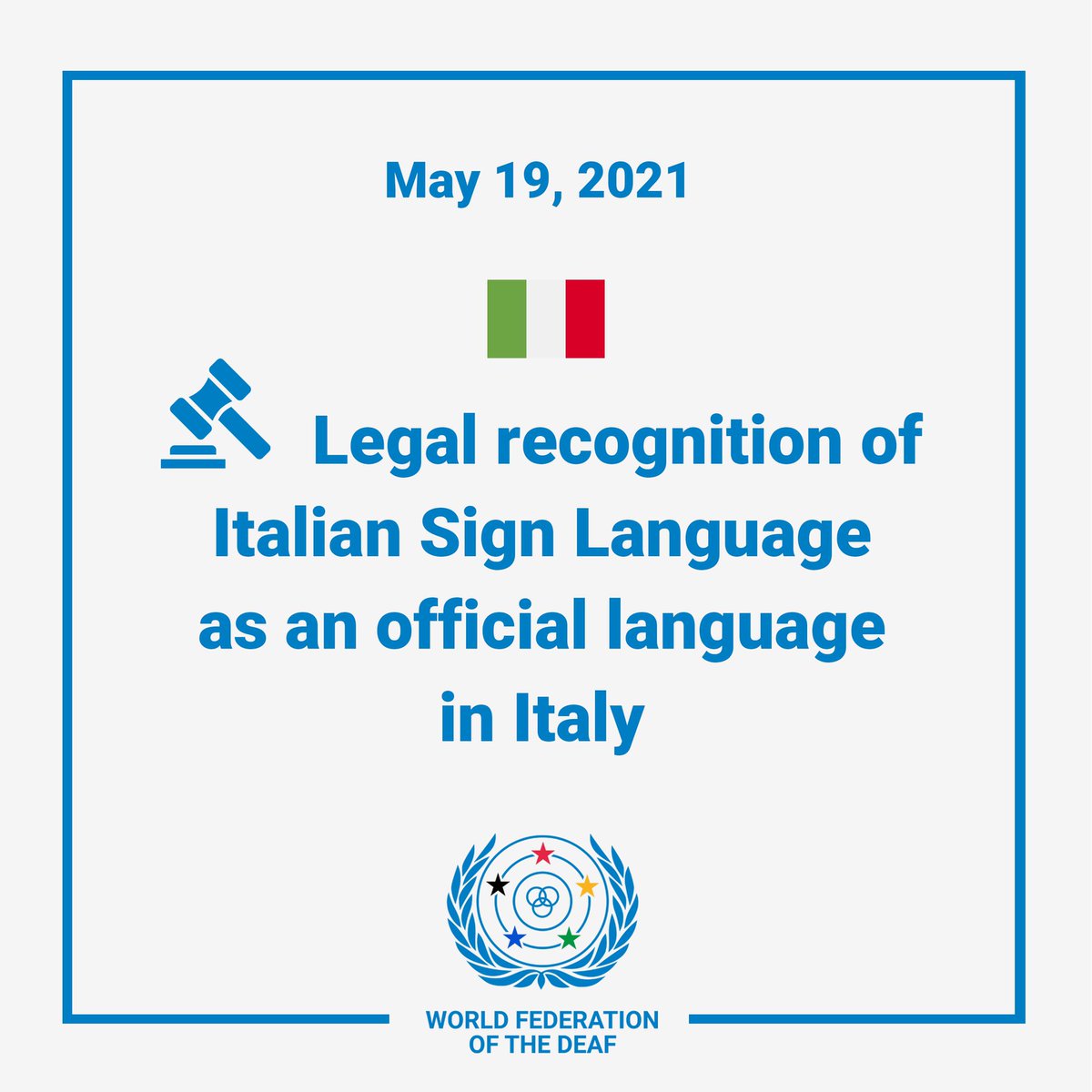 🎉Congratulations to WFD Ordinary Member @ENSOnlus on the legal recognition of Italian Sign Language (LIS) as an official language! - #ENSOnlus #italy #wfdeaf #signlanguage #recognition