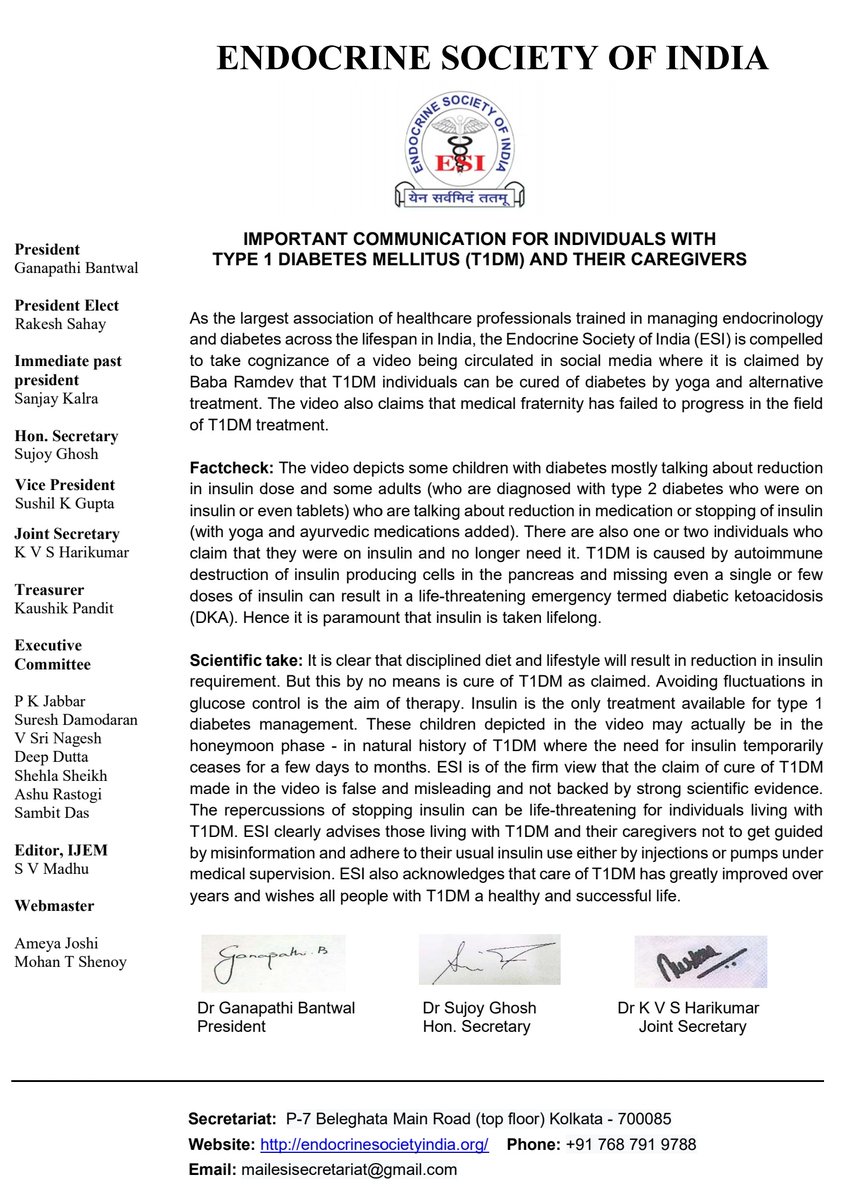 Important communication to general public, individuals living with #Type1DM #caregivers #InsulinForLife 🏥 #PublicHealth 🇮🇳 endocrinesocietyindia.org/ic_esi.php @MallyaGanapathy @SanjayKalraDr1 @sahayrk @DrSambitDas1 @diabesties1 @deepduttaendo @hariendo @parthaskar @DrSuresh_endo @Unnikri