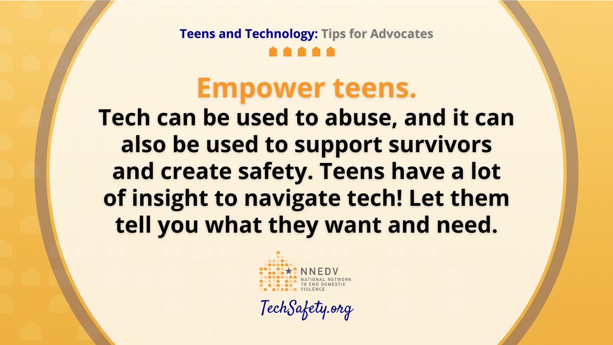 nnedv's tweet photo. For advocates working with teens or young adults, it's important to understand the positives and negatives of technology. Check out these and other tips from our team about speaking with younger survivors of tech abuse: https://t.co/fUWaaIqMSc
#TechSafety #TechSafetyMeans https://t.co/7EjccgiFoW