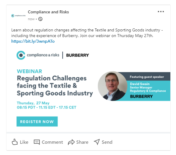 AdherentAI's tweet photo. Learn about regulation changes affecting the Textile and Sporting Goods industry - including the experience of Burberry. Join our webinar on Thursday May 27th. https://t.co/CTEHbnFHvP https://t.co/Vd80ZA0tJN