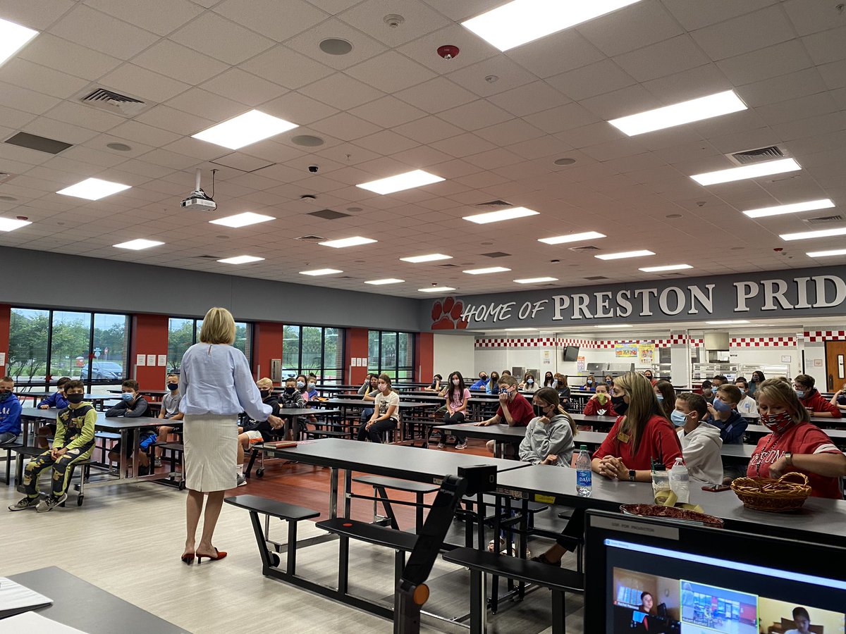 Dr. Preston visiting with our in person and virtual learners. #ourPESadventure