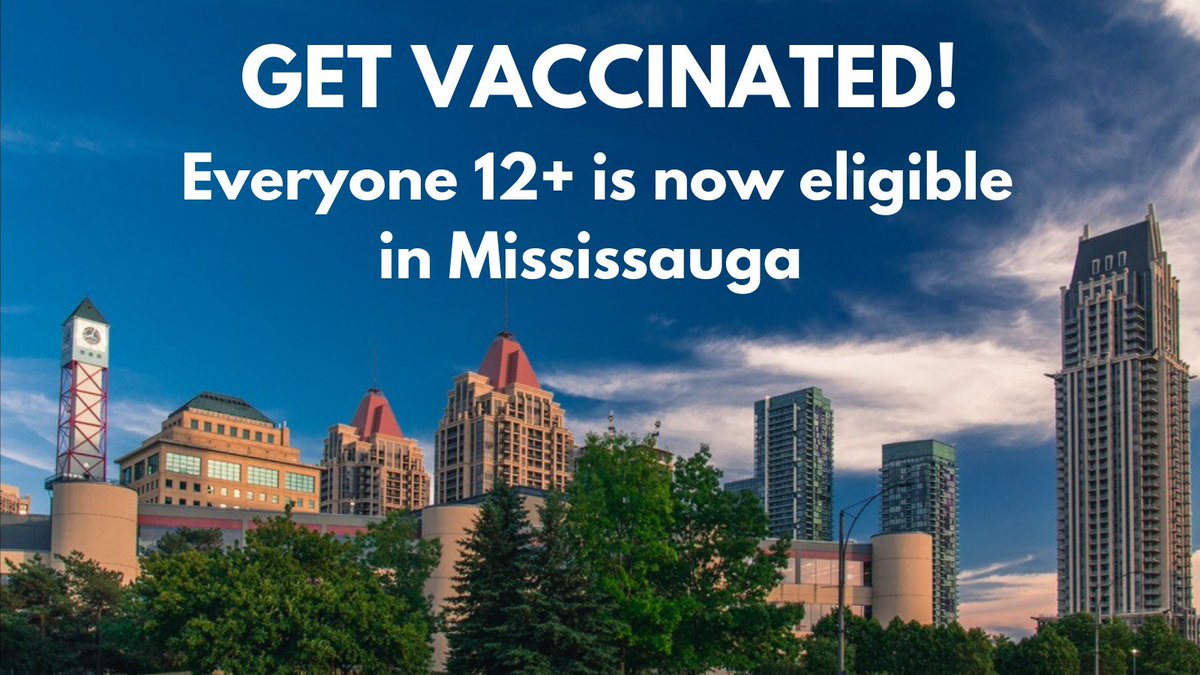 Good morning Mississauga! 

We have now opened vaccine eligibility to everyone 12+ in Peel!

Please book your appointment ASAP. 

The easiest way to book is by visiting peelregion.ca/covid19vaccine.