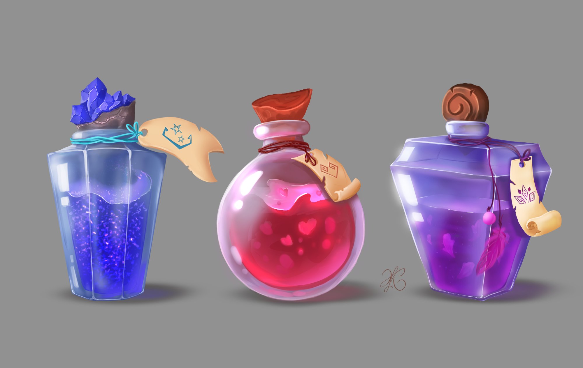 Anime Witch with Potion and Poison Bottles · Creative Fabrica