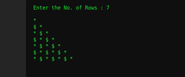 msgeekytaurus's tweet image. Day 50: Daily-Pattern Challenge
#100daysOfCode #WomenWhoCode #womenintech
Build your looping logic with this fun challenge by solving this pattern with your preferable languages👍

Today&apos;s Pattern👇