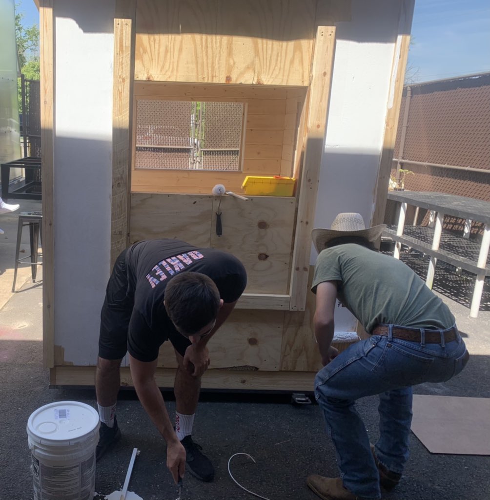 MrLeasure's tweet photo. Some sneak peeks of our 1st annual FFA hunting blind. It is almost complete! @McGuffeyHS #mcgffa #agmech #takeag Tri-State Health Care Associates https://t.co/BWjsL2mQH9