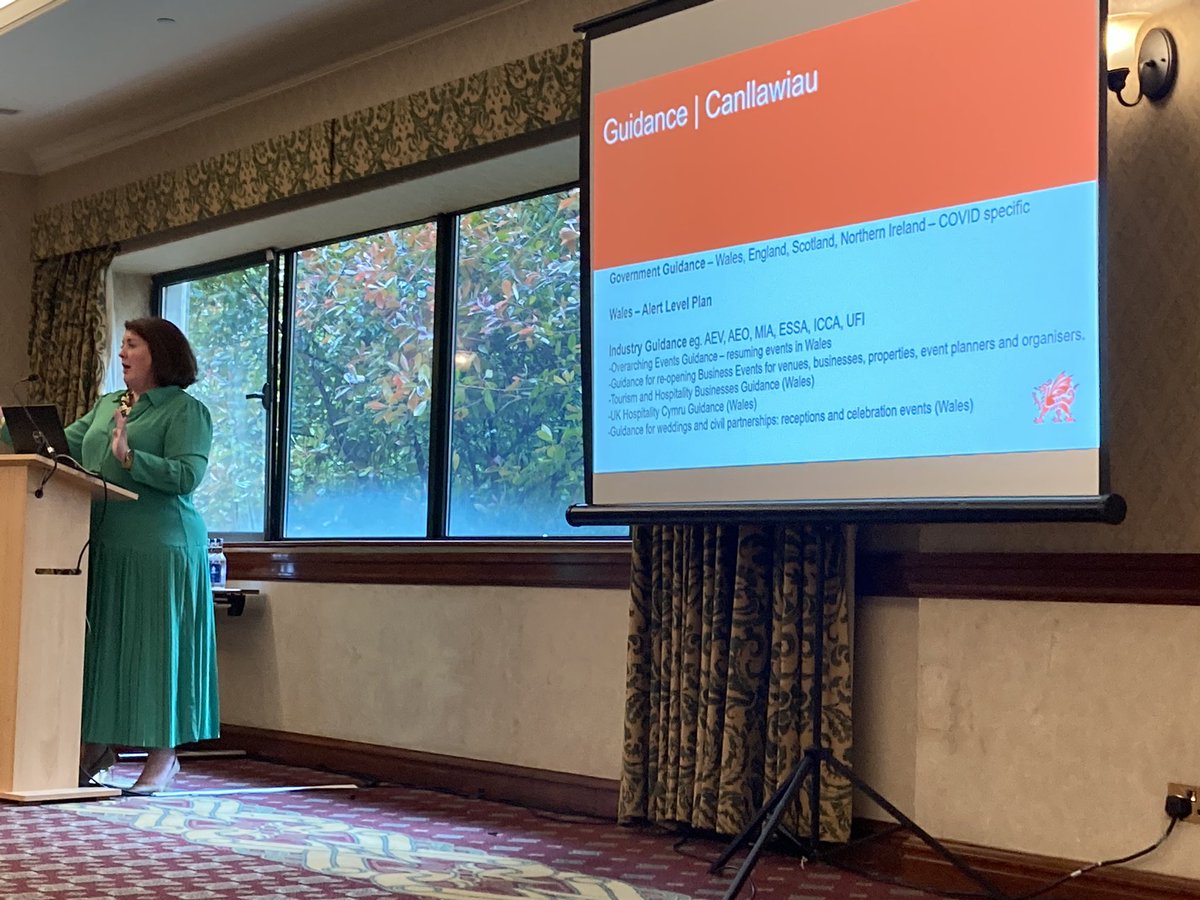 Conference_News's tweet image. #EventPilot | Heledd Williams offers an update on the Welsh Government’s guidance. Wales currently in Level 2. May move to Level 1 on 7 June if Indian variant is under control. No date for events restart likely yet. #eventprofs