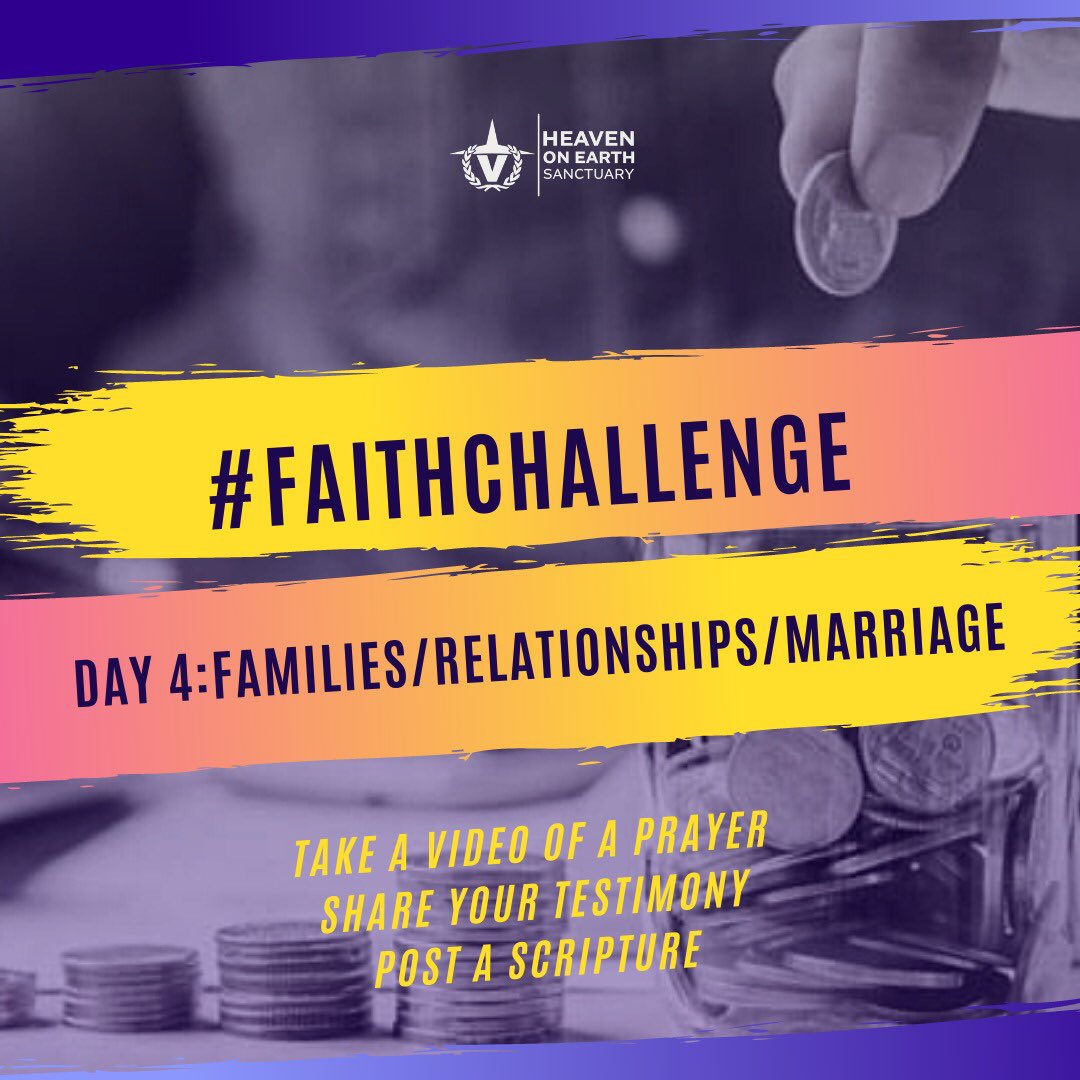 VBCI_HoE's tweet photo. #FaithChallenge Day 4 - Families, Relationships, Marriages.

- Take a video of a prayer
- Share your testimony.
- Post a scripture.

Remember to tag us on IG!
#VBCIHOE https://t.co/DRsZzIicfr