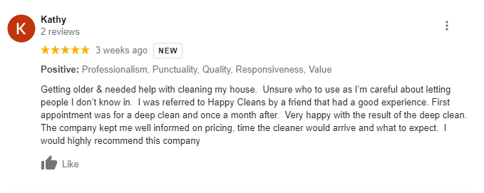 We take pride in our friendly, knowledgeable, professional staff and do our best to meet your needs. This review is just one example of what you can expect when you call Happy Cleans. 
#happycleans #okccleaningservices #cleaningservices #maidservice #housecleaning